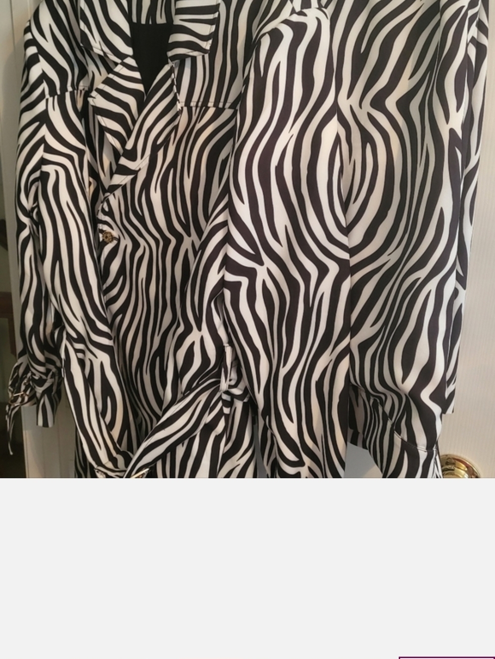 Sassy Jones Savannah Zebra Print Double-Breasted Belted Pant Suit - Picture 3 of 4